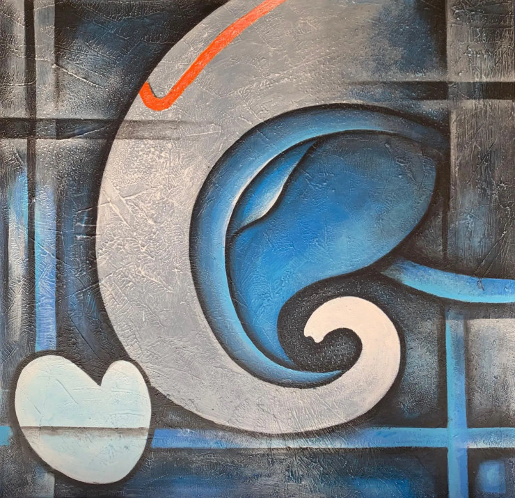 Ganesha Ji (ART-17307-113908) - Handpainted Art Painting - 48in X 48in