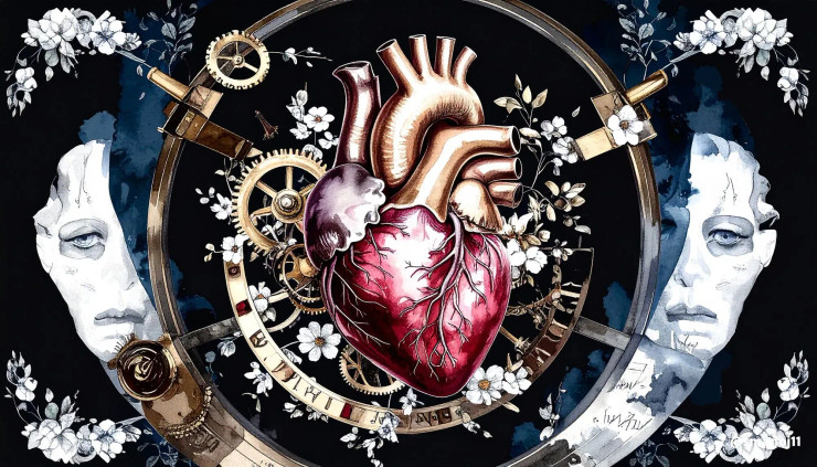 Mechanical Heart's Bloom (PRT-8740-113967) - Canvas Art Print - 24in X 14in
