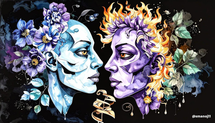 Floral Flame (PRT-8740-113978) - Canvas Art Print - 24in X 14in