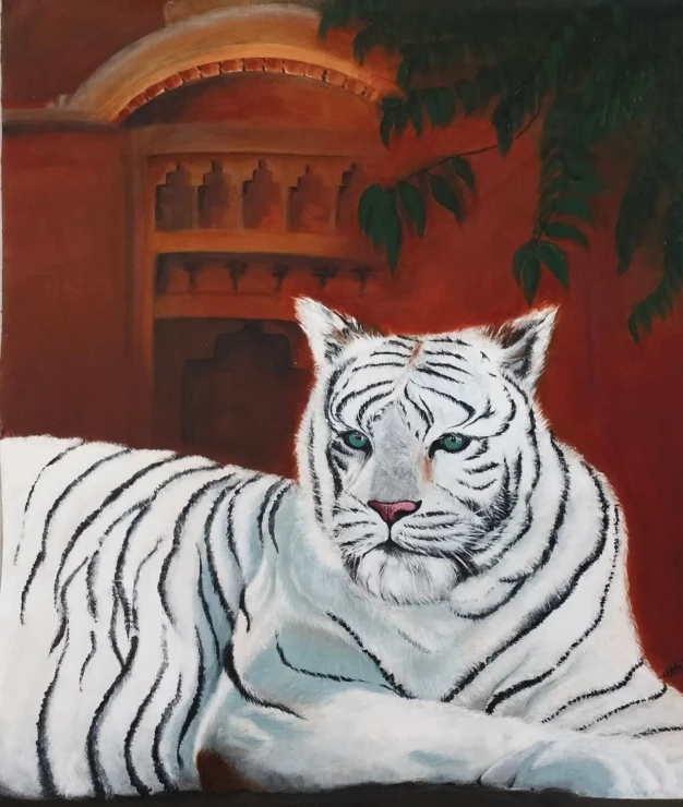 THE STRIPED BEAST (ART-17306-114000) - Handpainted Art Painting - 27in X 32in