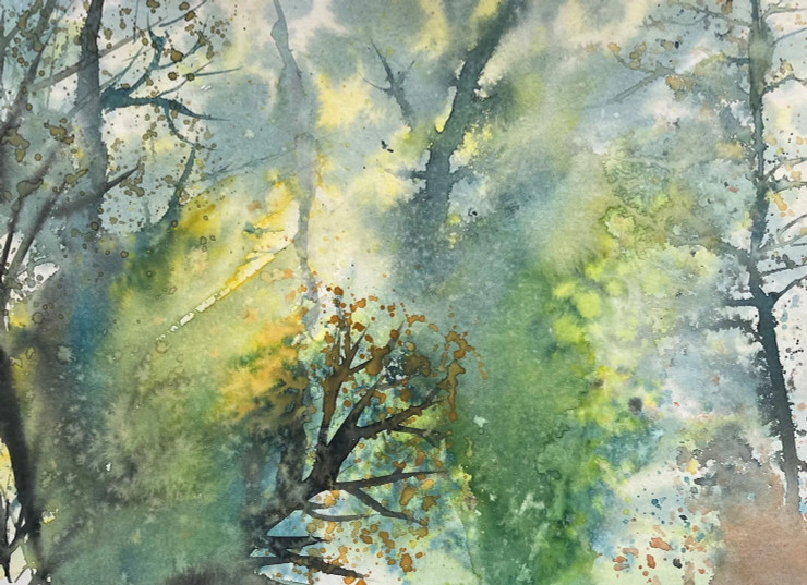 Shadows In A Forest (ART-8841-114039) - Handpainted Art Painting - 11in X 8in