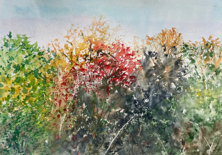 Shadows On Foliage (ART-8841-114055) - Handpainted Art Painting - 11in X 8in