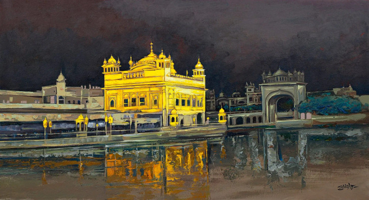 The Golden Temple Amritsar (ART-2571-113596) - Handpainted Art Painting - 48in X 32in