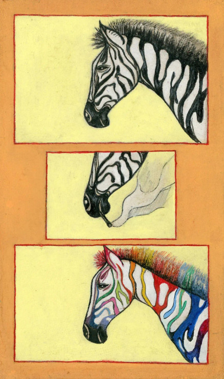 Surrealism Zebra (ART-17336-114109) - Handpainted Art Painting - 8in X 10in