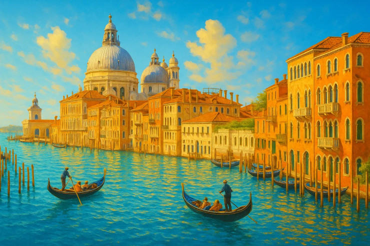 Water City In Italy Venice (PRT-8645-114125) - Canvas Art Print - 24in X 16in