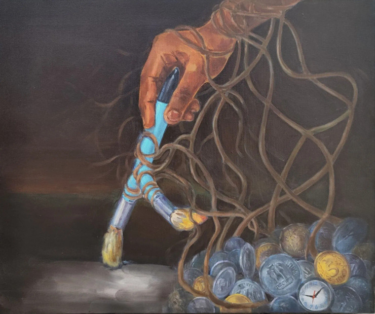 Captive (ART-8303-114195) - Handpainted Art Painting - 24in X 20in