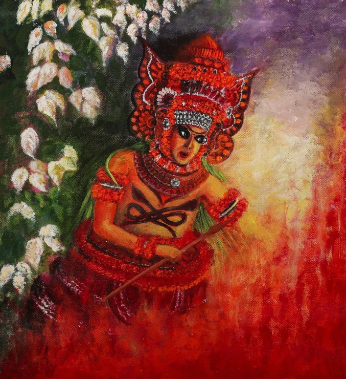 RED VIBRANCE (ART-17306-114274) - Handpainted Art Painting - 12in X 14in