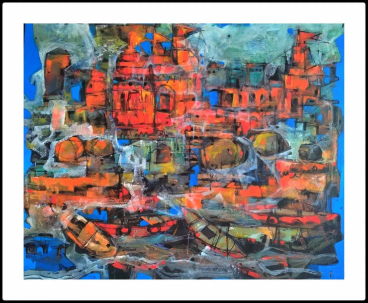 The Varanasi (ART-836-114315) - Handpainted Art Painting - 36in X 42in