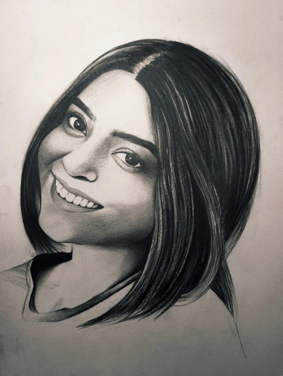 Portrait Sketch Painting (ART-17359-114329) - Handpainted Art Painting - 8in X 11in