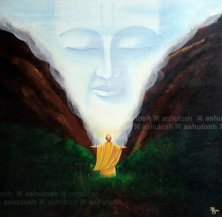 Buddha (ART-17369-114250) - Handpainted Art Painting - 24in X 24in