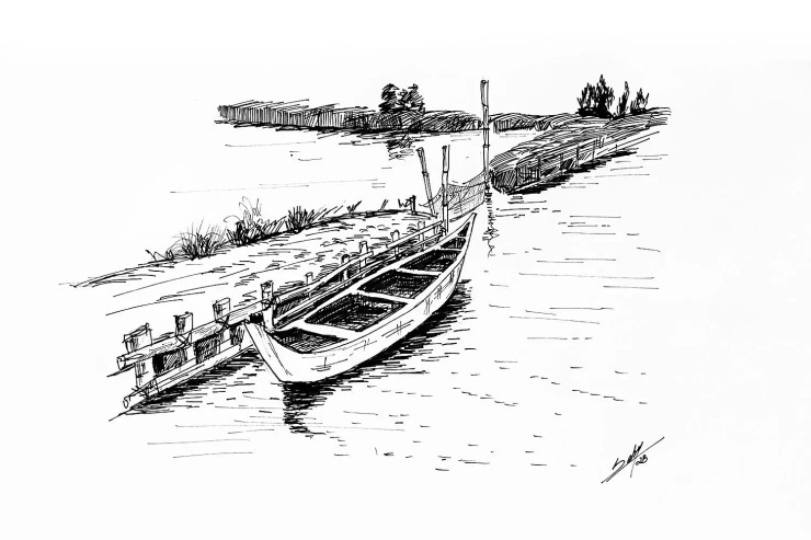 Sketch - Pen On Paper - Series- Art01 (ART-464-114362) - Handpainted Art Painting - 16in X 11in