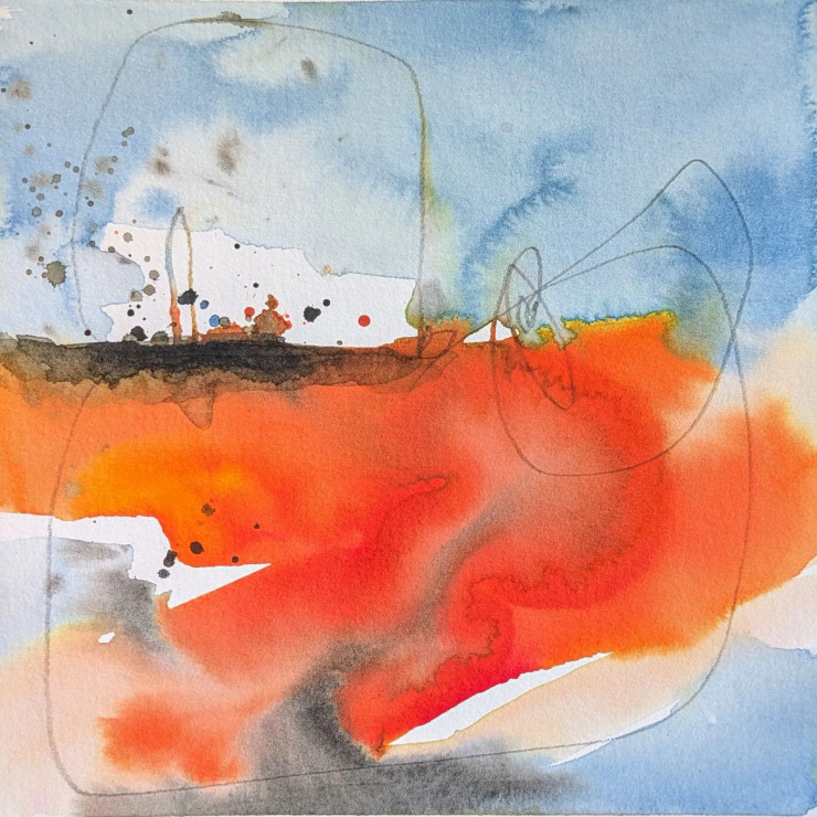 Fire & Water 07 (ART-7823-114225) - Handpainted Art Painting - 8in X 8in
