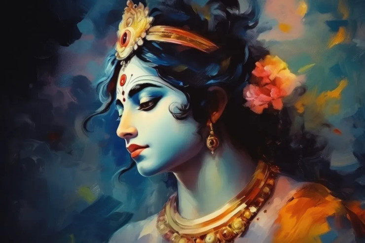 Krishna 10 (PRT-7809-114159) - Canvas Art Print - 18in X 12in