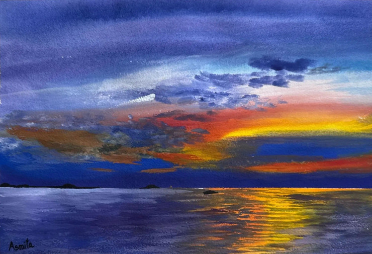Falling Star (ART-8127-114409) - Handpainted Art Painting - 12in X 8in