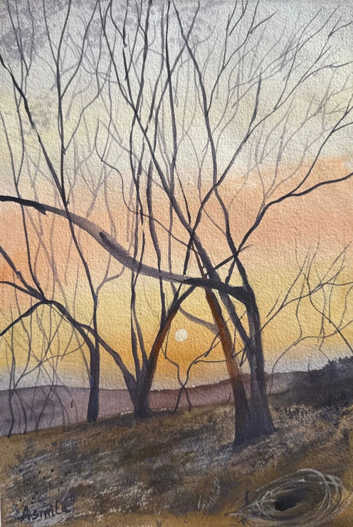Golden Glow (ART-8127-114418) - Handpainted Art Painting - 8in X 12in