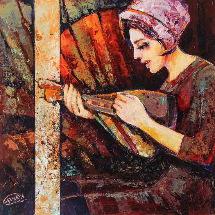 The Country Strings (ART-2571-114504) - Handpainted Art Painting - 18in X 18in