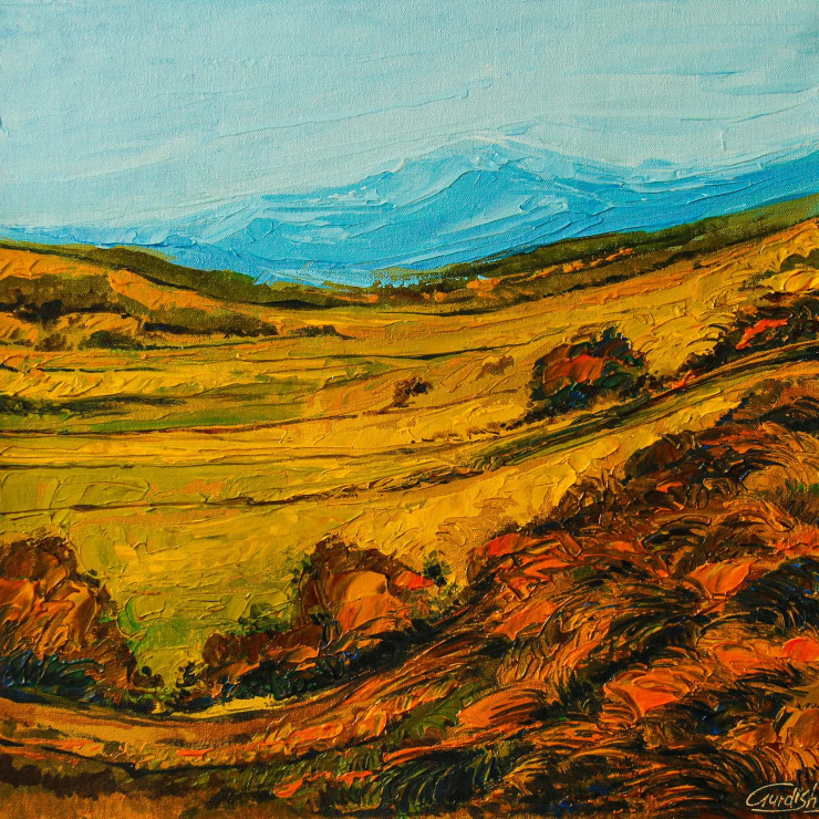 The Vast Landscape (ART-2571-114503) - Handpainted Art Painting - 18in X 18in