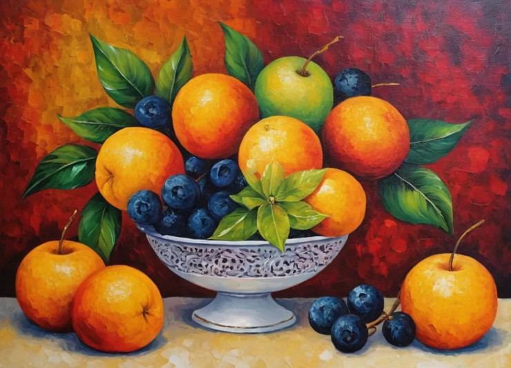Still Life Fruits Painting (ART-3319-114527) - Handpainted Art Painting - 36in X 24in