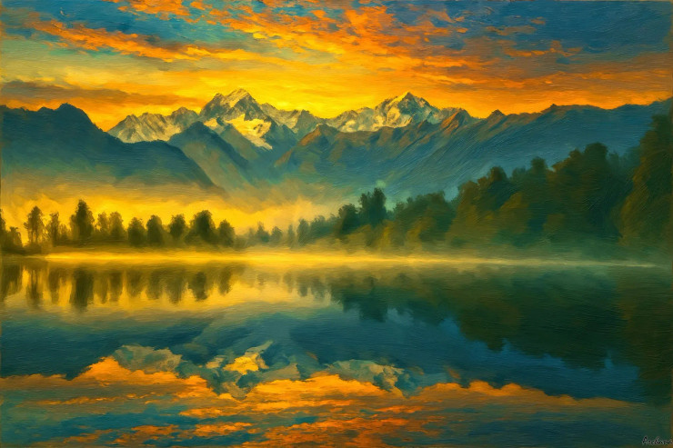 Reflections Of Distant Peaks (134419) (PRT-15697-114206) - Canvas Art Print - 60in X 40in