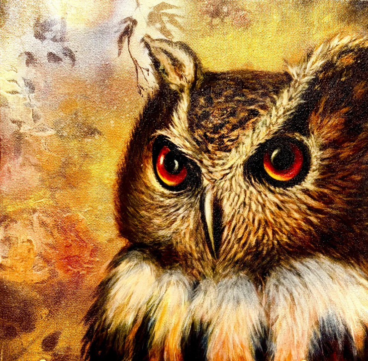 Enlightened Gaze (Golden Hour Series 02) (ART-8271-114479) - Handpainted Art Painting - 12in X 12in