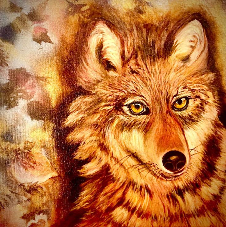 Ruby- The Wild Majesty. (Golden Hour Series 01) (ART-8271-114478) - Handpainted Art Painting - 12in X 12in