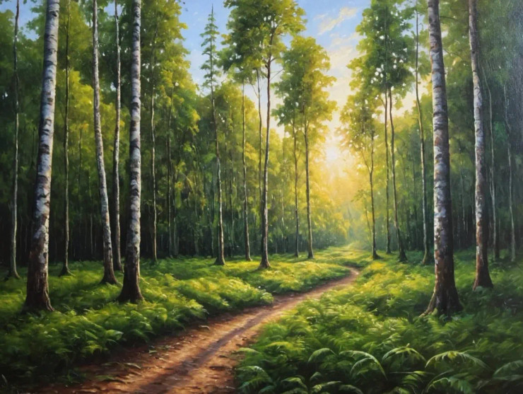 Way To Heaven Landscape Painting (ART-3319-114534) - Handpainted Art Painting - 36in X 30in