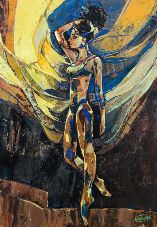 Angel Of Fortune (ART-2571-114494) - Handpainted Art Painting - 18in X 26in