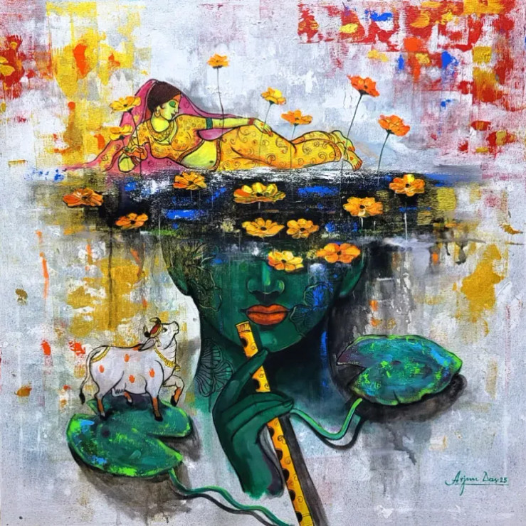 Melodies Of Peace And Nature. (ART-82-114619) - Handpainted Art Painting - 36in X 36in