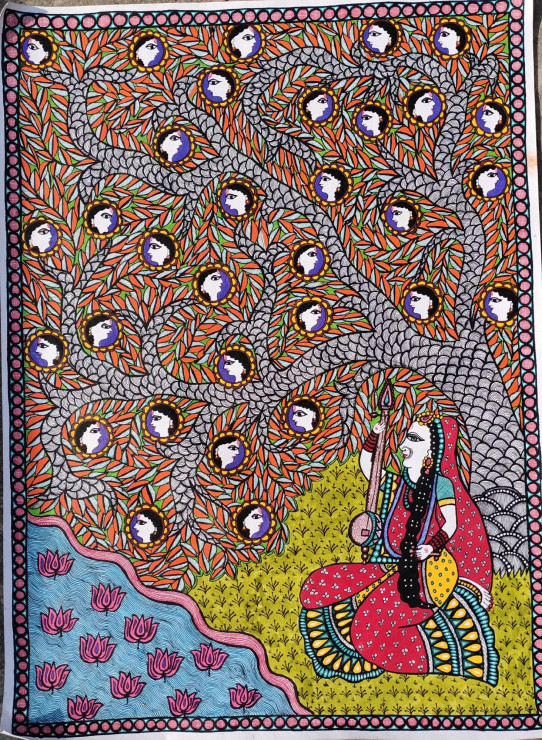 Mira, Devotee Of Lord Krishna (ART-3198-114796) - Handpainted Art Painting - 22in X 30in