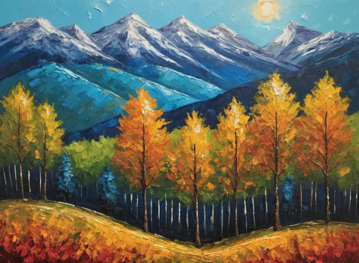 Moutains Nature Scenery Landscape Painting (ART-3319-114830) - Handpainted Art Painting - 48in X 30in
