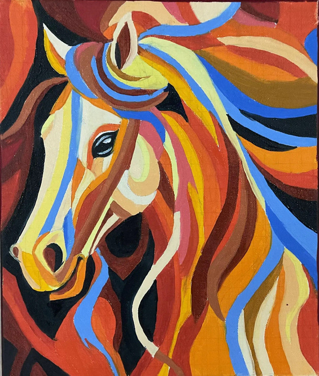 The Shades Of Horse (ART-17478-114821) - Handpainted Art Painting - 10in X 12in