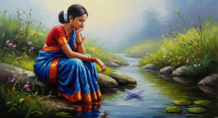A Paper Boat's Journey (PRT-15697-114816) - Canvas Art Print - 60in X 33in