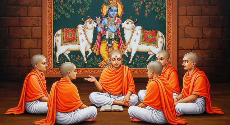 Advaita's Wisdom Echoes (PRT-15697-114813) - Canvas Art Print - 60in X 33in