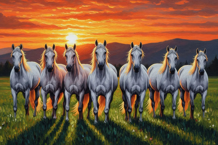Equine Sunset Majesty (PRT-15697-114818) - Canvas Art Print - 60in X 40in