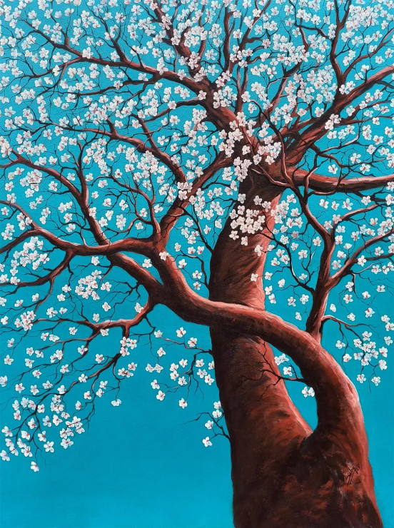 Floral Abstract (ART-464-114874) - Handpainted Art Painting - 32in X 42in