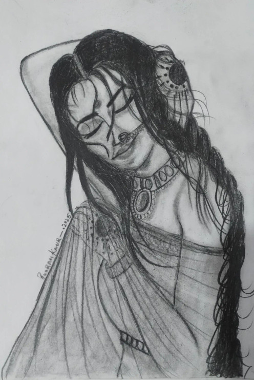 Apsara (ART-15732-114963) - Handpainted Art Painting - 8in X 12in