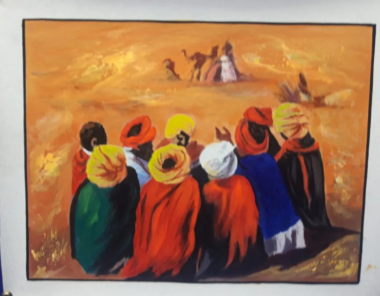 Turban Men Painting,rajasthani Men (ART-7555-114699) - Handpainted Art Painting - 24in X 18in