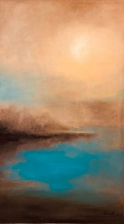 Reflections (ART-17514-114965) - Handpainted Art Painting - 22in X 44in