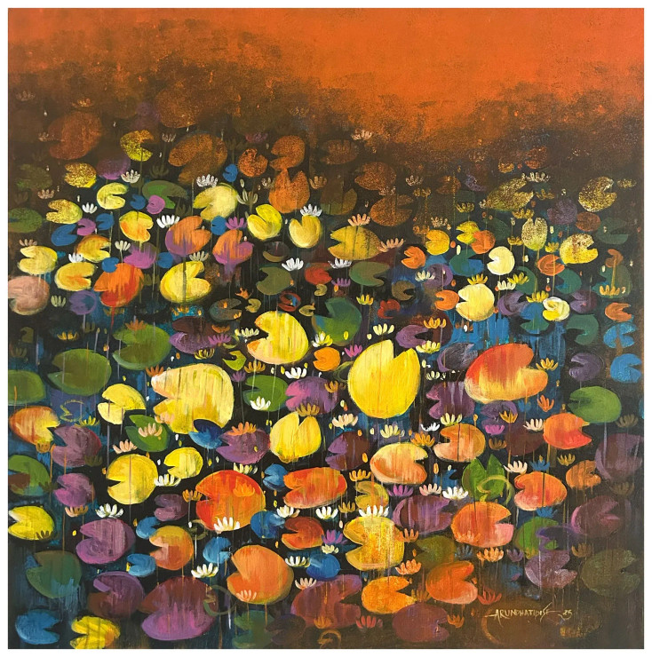 Waterlily-0034 (ART-16405-115055) - Handpainted Art Painting - 30in X 30in