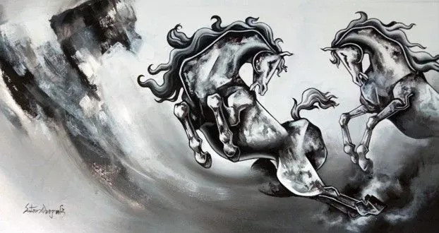 UNTAMED SPIRIT (ART-6663-115166) - Handpainted Art Painting - 23in X 12in