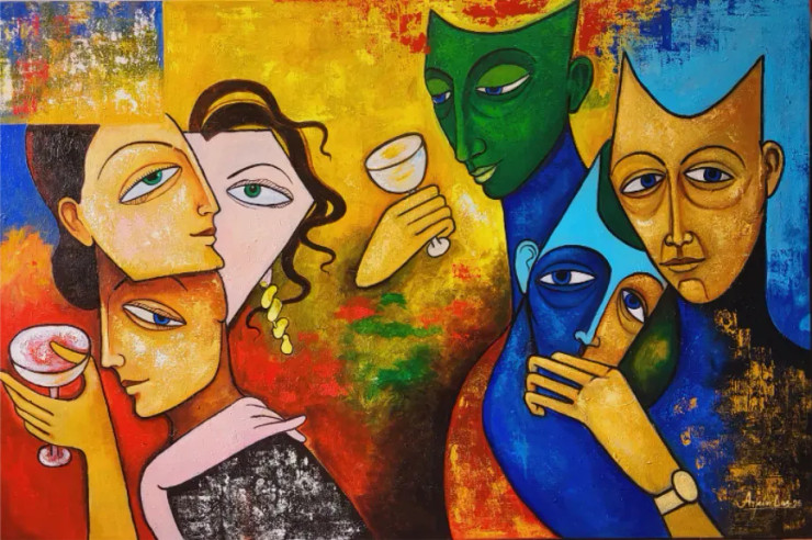 Celebration 2 (ART-82-115185) - Handpainted Art Painting - 72in X 48in