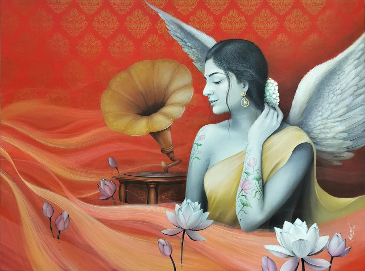 Devotion To Rhythm (ART-15185-115216) - Handpainted Art Painting - 48in X 36in