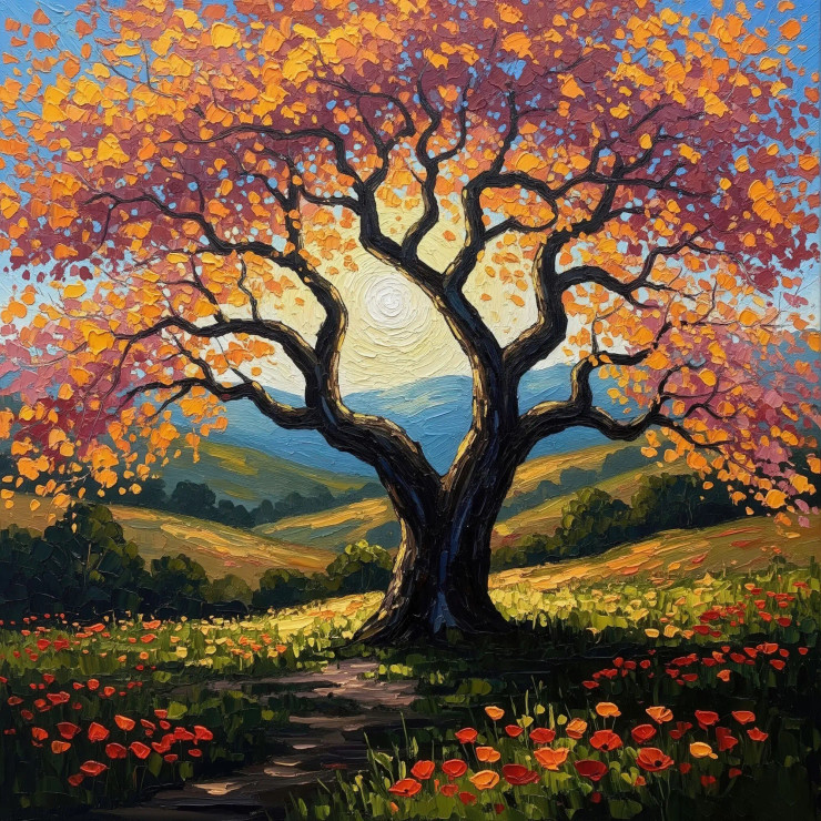 Sunlight Beneath The Cherry Crown (083629) (PRT-15697-115221) - Canvas Art Print - 60in X 60in