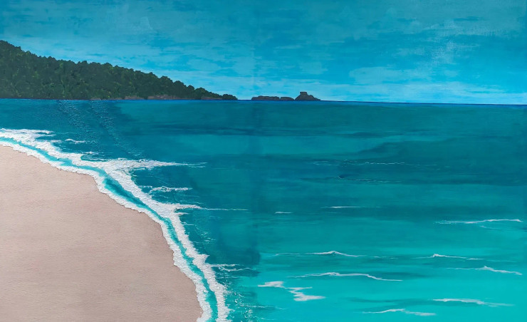 Beach Painting (ART-17606-115408) - Handpainted Art Painting - 60in X 38in