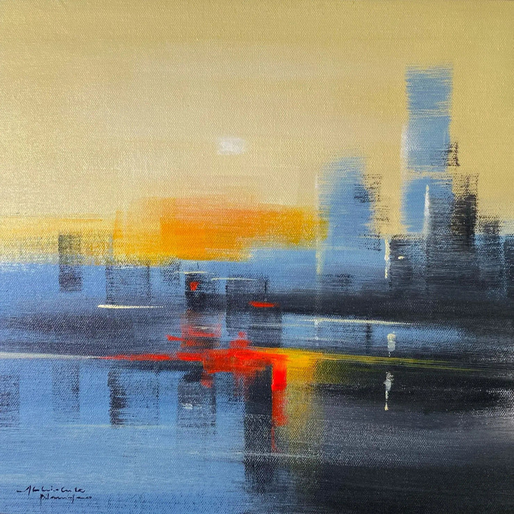 Abstract (ART-3512-115513) - Handpainted Art Painting - 12in X 12in