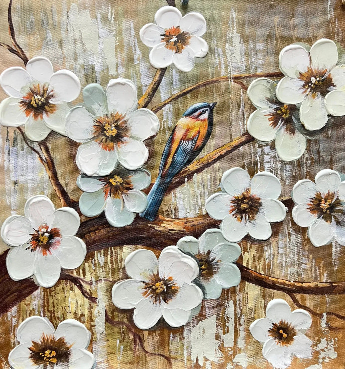 Flower Painting (ART-6706-115517) - Handpainted Art Painting - 24in X 24in
