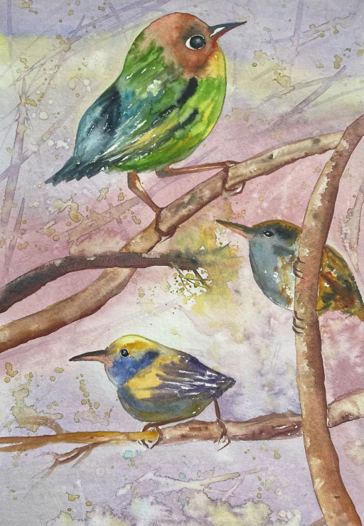 Bird 25 (ART-8841-115416) - Handpainted Art Painting - 8in X 11in