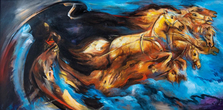 Surya (ART-17588-115570) - Handpainted Art Painting - 53in X 29in