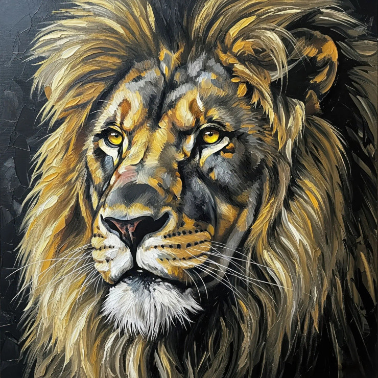 Majestic Shadows: King In Gold (PRT-15697-115449) - Canvas Art Print - 60in X 60in