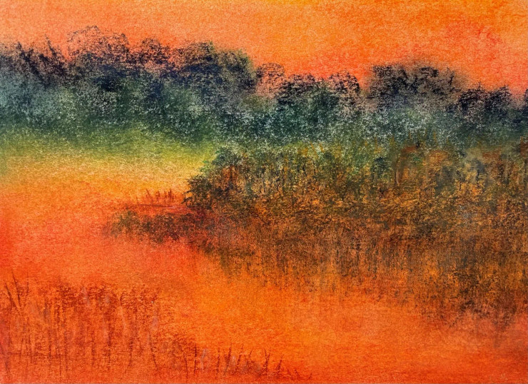 Serene Sunset (ART-8841-115626) - Handpainted Art Painting - 11in X 8in